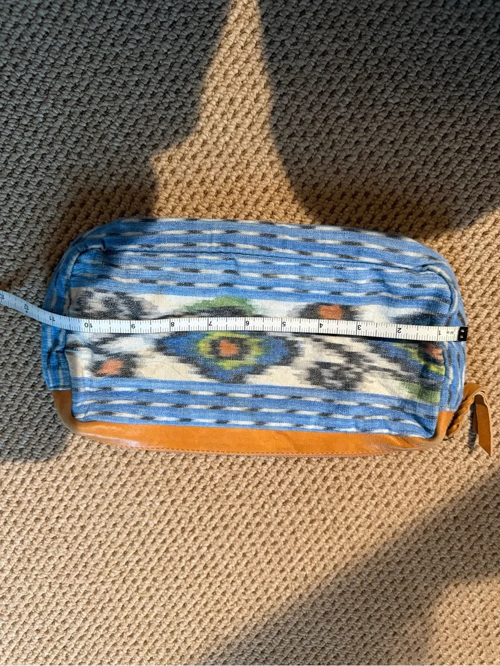 Kerry Grima blue pattern small bag , with leather trim
